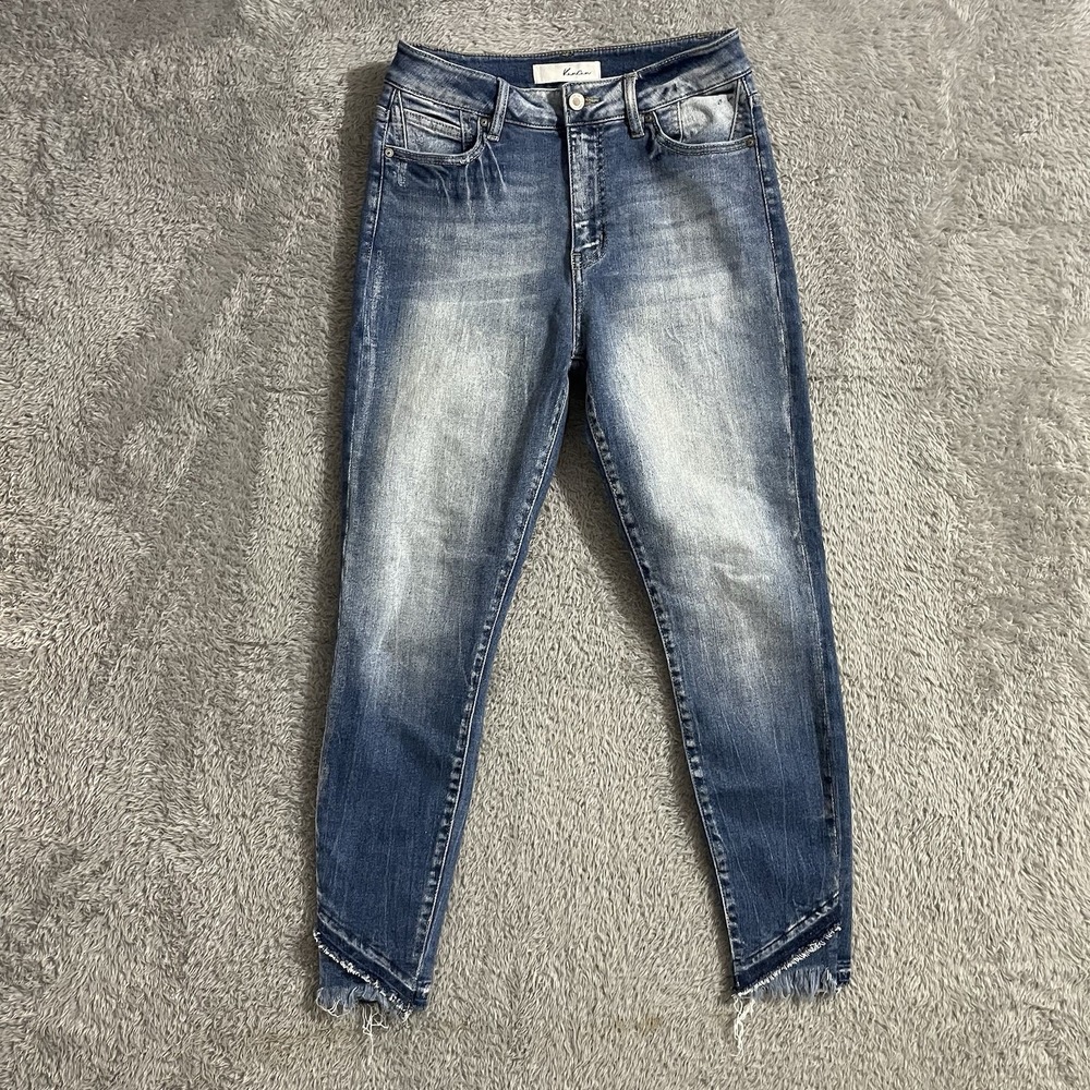 KanCan Jeans Womens Size 7/27 Ankle Skinny Frayed‎ Raw Hems High Rise Blue Denim